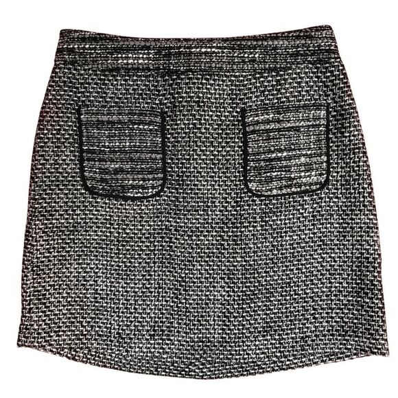 Monochrome tweed skirt with patch pockets & back zip closure / Women's 6 - Picture 1 of 7